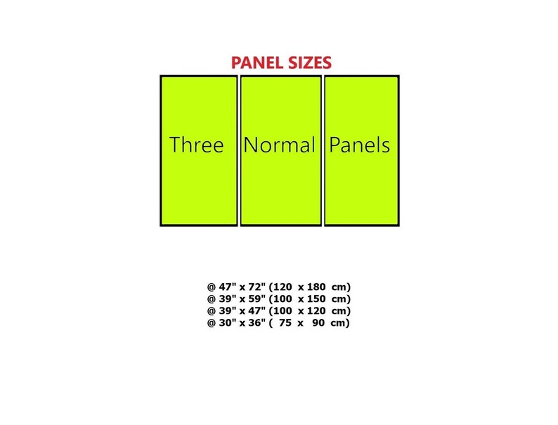 The image is a collage of three panels, each with a different size, arranged in a grid format. The panels are labeled as "Three Normal Panels" and are depicted in a vibrant green color. The sizes of the panels are listed as follows: 8' x 7' (72 x 140 cm), 39' x 58' (100 x 150 cm), and 30' x 36' (75 x 90 cm).