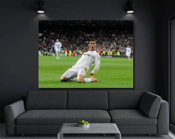 Cristiano Ronaldo PRINT Cristiano Ronaldo Canvas Wall Art Cristiano Ronaldo Poster Football Soccer Poster Extra Large Wall Art Ready to Hang