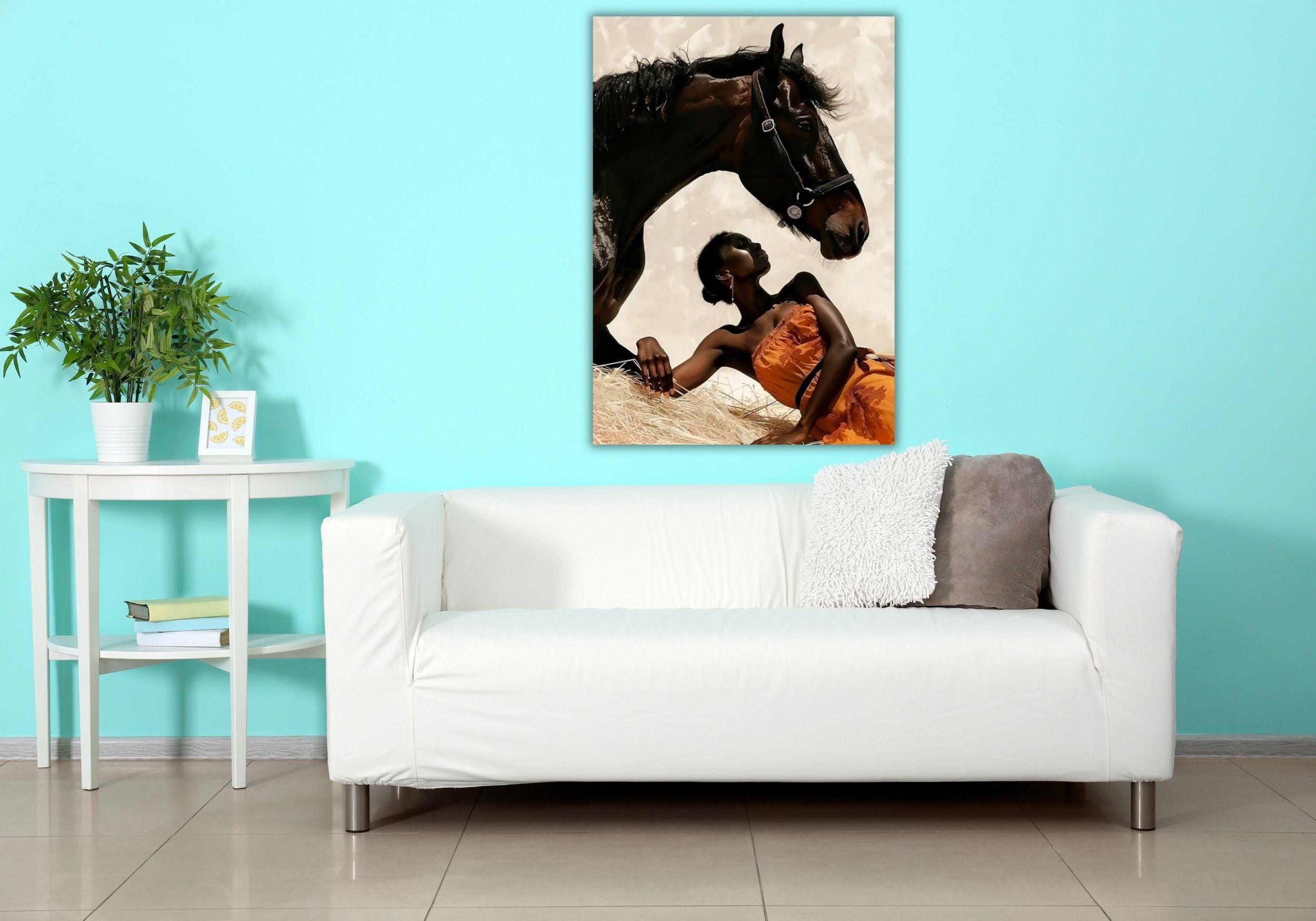 Black African Model and Horse Poster Black Woman Wall Art Horse Riding ...