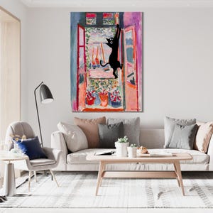 The Open Window Cat by Henri Matisse Ready To Hang Canvas,Modern Painting, Colorful Print,Eclectic Abstract Print,Matisse Printable Wall Art