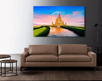 Cinderella Castle Print Disney Home Decor Cinderella Canvas Wall Art Disney Wall Art Canvas Disneyland Canvas Kids Room Decor Gift for Girl