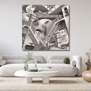 Escher Relativity Canvas Print: Abstract Staircase Art