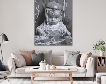 Spaghetti Baby fertig zum Aufhängen Leinwand Lustiger italienischer Druck Kinderzimmer Dekor Pasta Poster Küche Wand-Dekor Esszimmer Druck