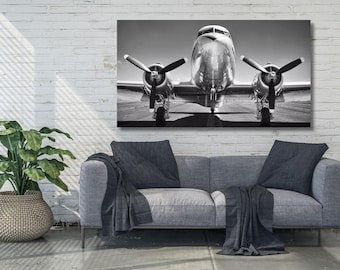 Airplane Ready-to-Hang Canvas Wall Art Vintage Aircraft Poster Vintage Aviation Print Aviator Gift Biplane Canvas Print Aircraft Picture Art