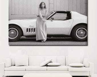 Joan Didion-poster, kanvastavla, Joan Didion framför en stingrocka, journalist, författare, berömd kvinna, målning, heminredning, överdimensionerad väggkonst