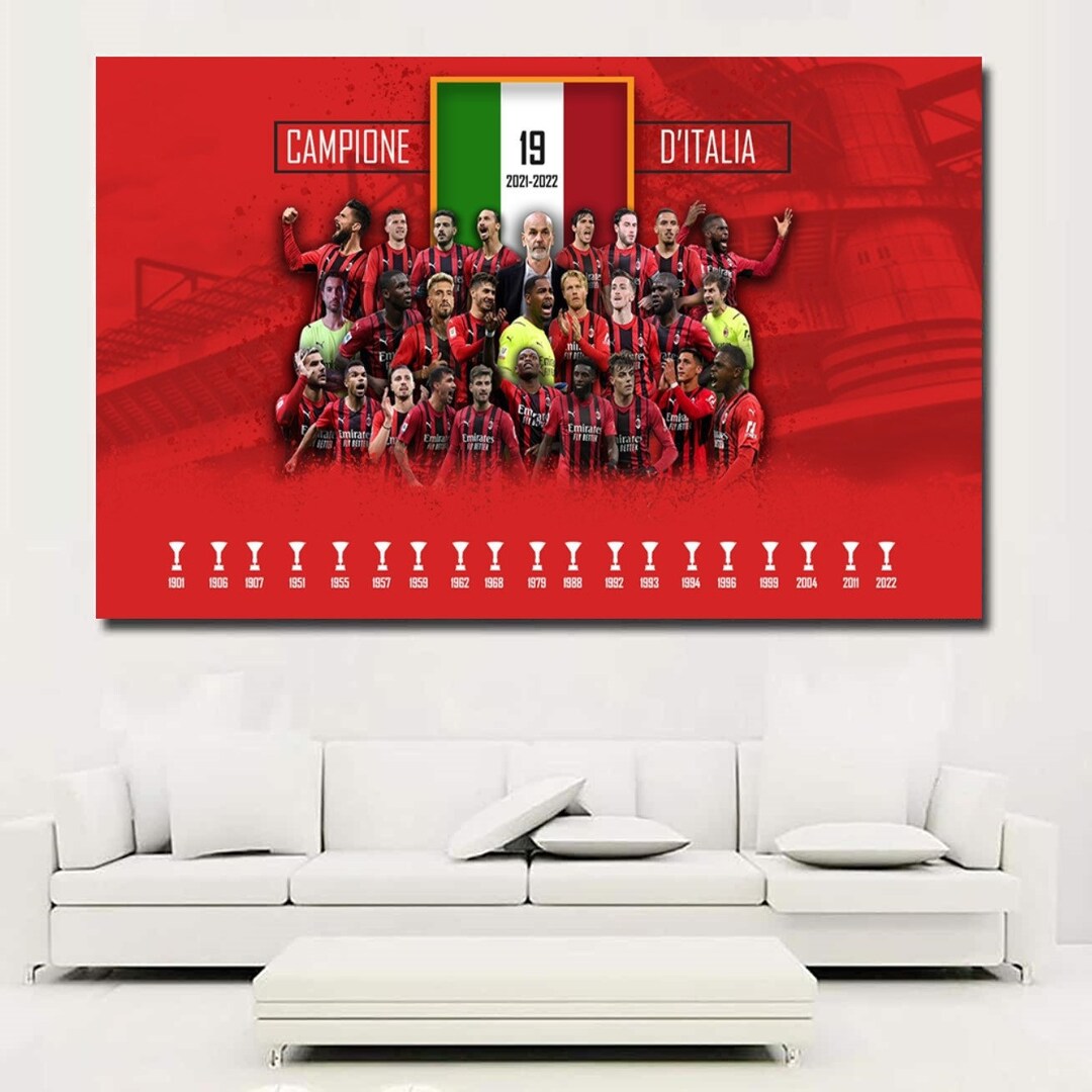 Milan Canvas Poster,serie A Wall Art,serie A 2022 Champions AC Milan