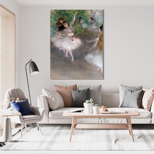 Edgar Degas Star Dancer on Stage Ready to Hang Canvas Wall Art, Impressionist Ballerina Portrait Painting,Dance Art Print,Printable Wall Art