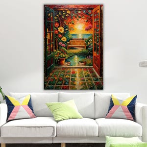 Henri Matisse Style Open Window Ready To Hang Canvas Painting, Henri Matisse The Open Window Wall Art,Matisse Art,Matisse , Abstract Artwork
