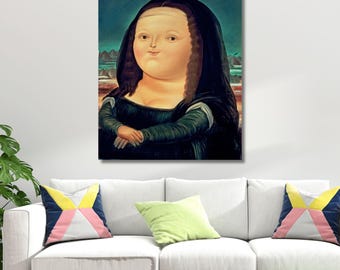 Mona Lisa Fernando Botero, gotowy do powieszenia obraz na płótnie, sztuka Botero, Mona Lisa, wystrój domu, Mona Lisa, sztuka rozrywkowa, sztuka ścienna Fernando Botero, gruba Mona Lisa