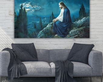 Jesus Canvas Poster  Scripture Canvas Wall Art  Jesus Painting Jesus Poster  Jesus Canvas  Christian Gift  Living Room Decor  Ready to Hang