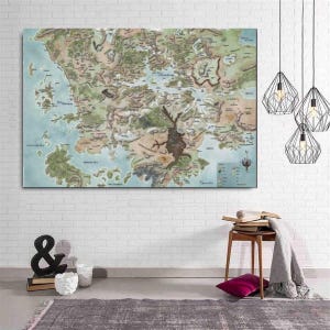 Dungeons  Dragons Canvas Map Wall Art Dungeons and Dragons Poster Forgotten Realms Map Map of Faerûn Poster Map Poster Game Room Decor Art