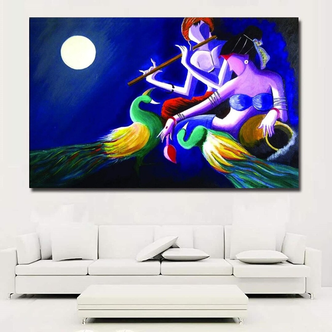 Radha Krishna Painting, Radha Krishna Wall Art, Krishna, Radha Krishna