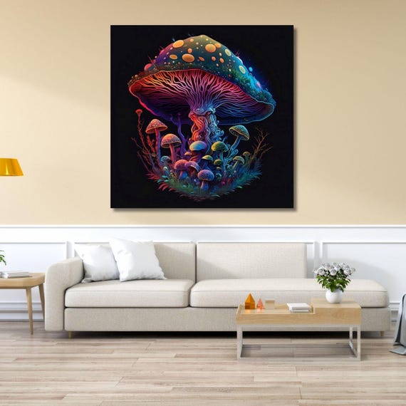 Alex Grey Style Mushroom Forest Alex Grey Inspired Trippy Art High