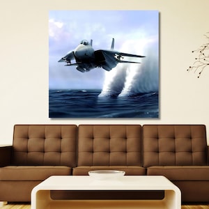 F-14 Tomcat Fighter Jet Canvas,F-14 Military Plane Pattern Wall Art Poster,Combat Aircraft Pattern Canvas,Home Order Products Wall Art, F-14