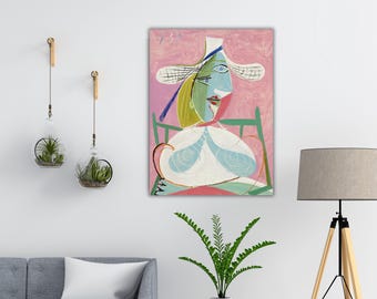 パブロ・ピカソ作「帽子をかぶった女」壁画、すぐに飾れる有名な絵画