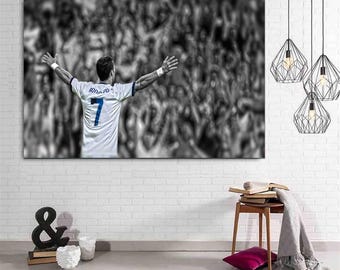 Cristiano Ronaldo Print Cristiano Ronaldo Canvas Wall Art Cristiano Ronaldo Poster Football Soccer Poster Extra Large Wall Art Ready to Hang