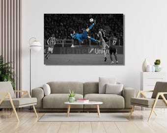 Cristiano Ronaldo Print Cristiano Ronaldo Canvas Wall Art Cristiano Ronaldo Poster Football Soccer Poster Extra Large Wall Art Ready to Hang