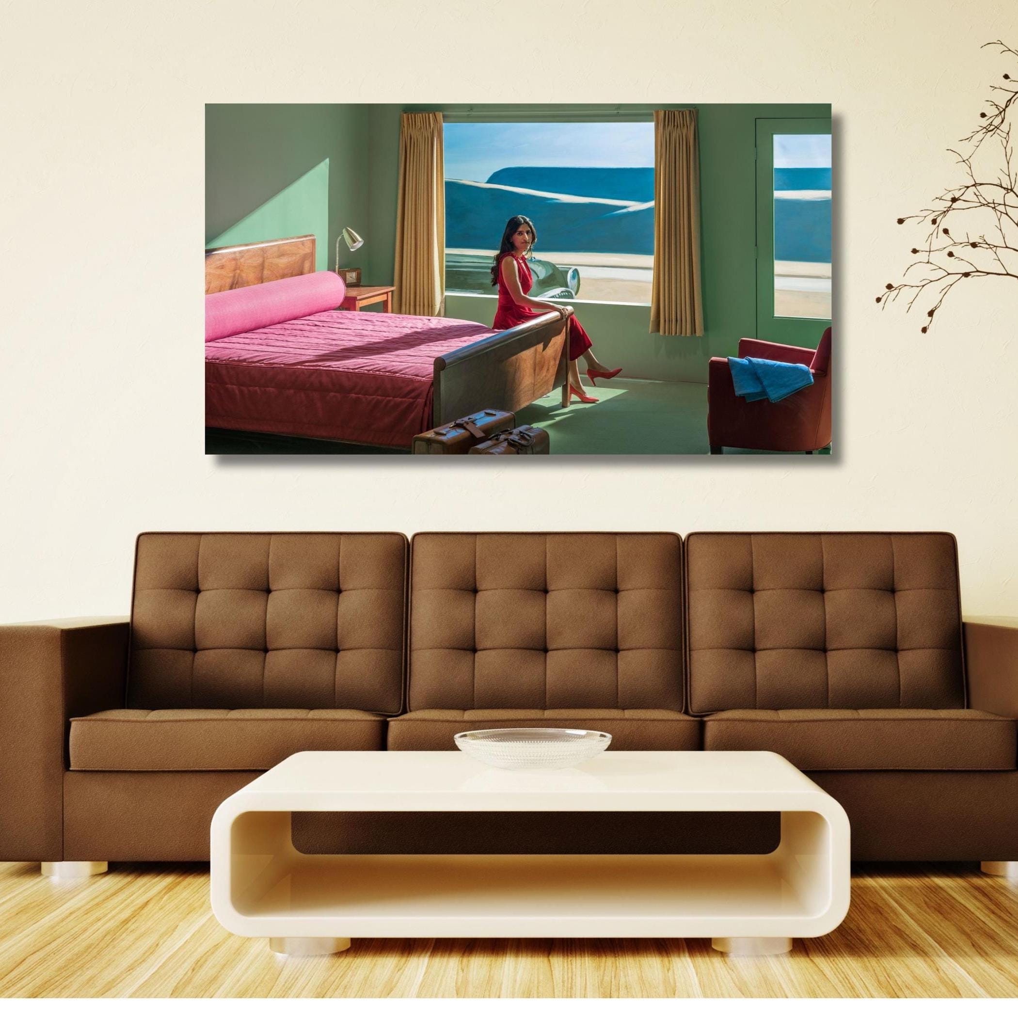 Edward Hopper Hotel Room Ready to Hang Canvas Print Reproduction Hopper Painting Wall Art Canvas Art,Edward Hopper Wall Art,Exhibition Art