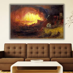 John Martin Sodom and Gomorrah Ready To Hang Painting Canvas,John Martin Painting,John Martin Artwork Poster,Martin Art,Office Home Wall Art