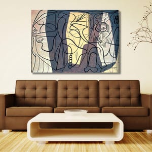 Artist and His Model 1926 by Pablo Picasso Ready To Hang Canvas, Classical Art, Modern Home Decor, Living Room, Picasso,Abstract Art Print