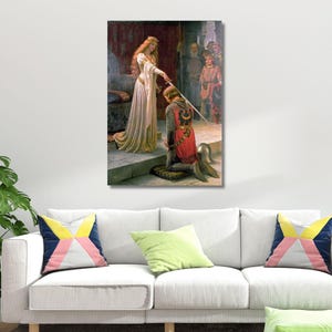 Edmund Blair Leighton Accolade Canvas Poster Print, Accolade Knight Canvas Wall Art, Leighton Art Print, Pre-Raphaelite Art, Home Wall Decor