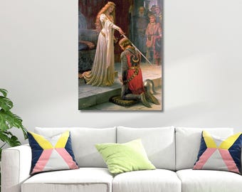 Edmund Blair Leighton Accolade Canvas Poster Print Accolade Knight Canvas Wall Art Leighton Art Print prerafaëlitische kunst Home Wall Decor