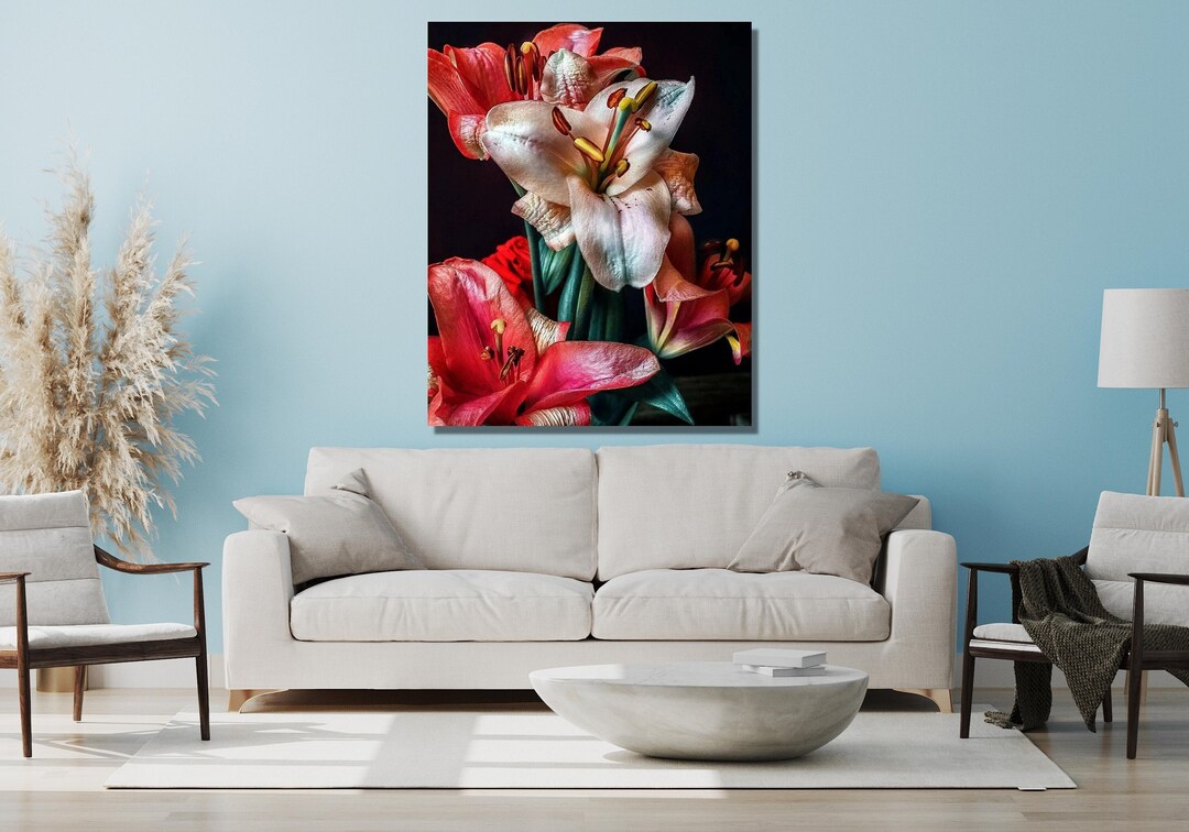 Orchid Wall Decor Red White Orchid Wall Art Orchid Canvas Print Orchid