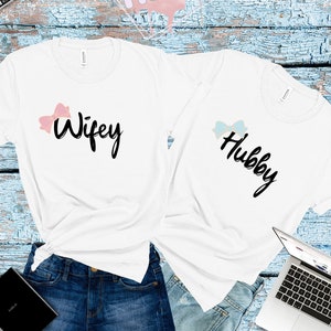 Hubby Wifey Bow Shirt, Couples Matching Shirt, Tee For Wifey, Sign of Marriage, Hubby Bow Shirt, The Party Shirt For Couples, Unique Tee,