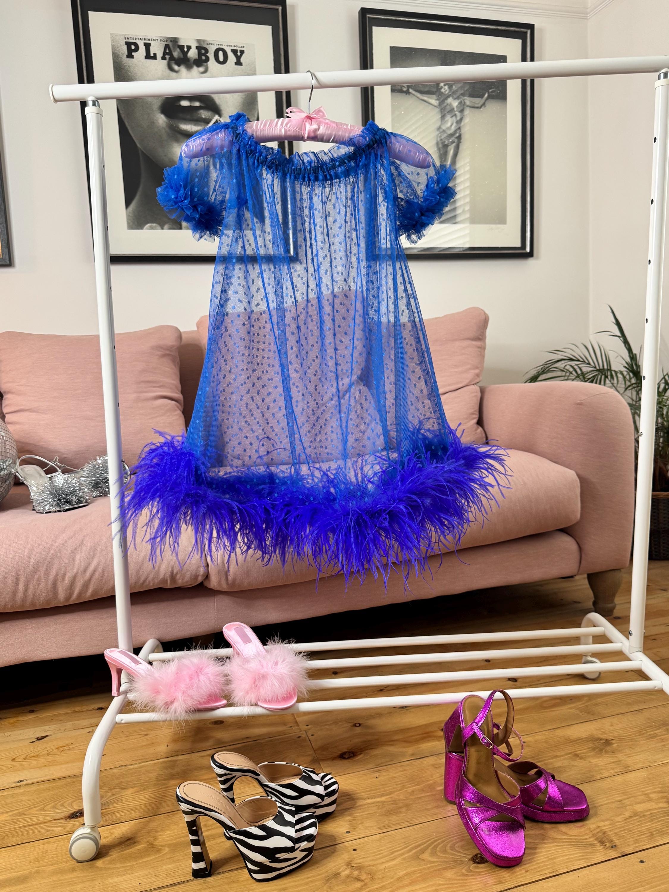 Blue Ostrich Feather Dress / Party Outfit - Etsy Ireland