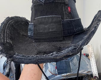 Texas Hold’em Black  denim cowboy hat Levi denim