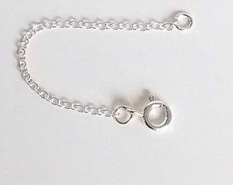 Sterling Silver Safety Chain, Trace Chain, 1 x Clasps,  Bracelet, Anklet or Necklace, 1" 2" 3" 4" 5" or 6" - TheSilverSnowdrop