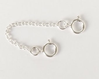 Sterling Silver Safety Chain, Trace Chain, 2 x Clasps,  Bracelet, Anklet or Necklace, 1" 2" 3" 4" 5" or 6" - TheSilverSnowdrop