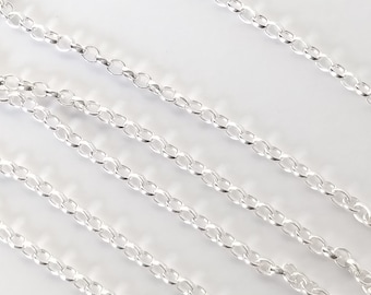 Sterling Silver Loose Belcher Chain for Jewellery Making, Width 1.4mm, Sold by the foot (12 Inches) - TheSilverSnowdrop