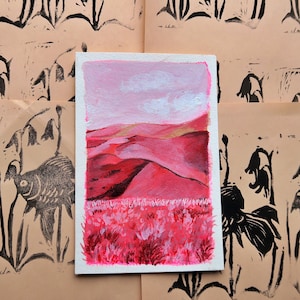 Pintura de paisaje gouache original Postal