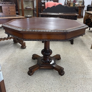 19th Century English Oak Octagonal Library Table
