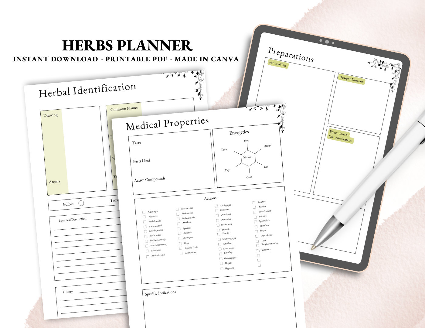 Herbalist Journal PDF Aromatherapy Journal Essential Oils Print Materia Medica Herb Recipe Oil