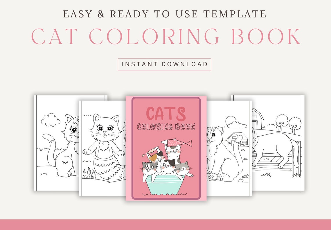 Printable Cat Coloring Book, Printable Coloring Pages for Boys, Girls ...