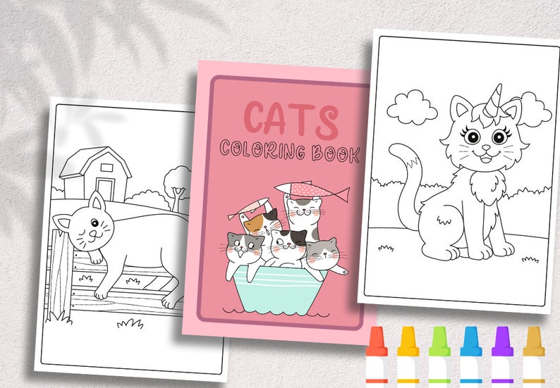 Printable Cat Coloring Book, Printable Coloring Pages for Boys, Girls and Children, Kittens ...