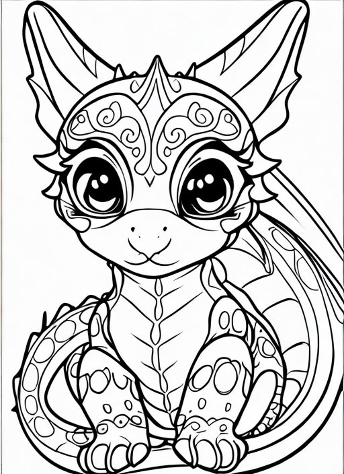 Cute Baby Dragons Coloring Pages for Adults, Printable Baby Dragons, 25 ...