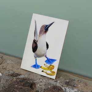 Feuillet de carte postale, carte postale d'art peau de banane, faux pas de carte de voeux