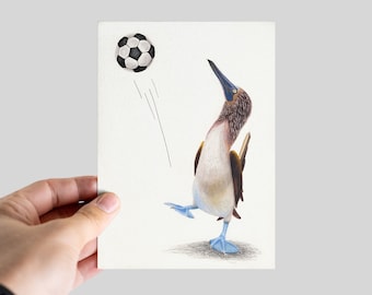 Carte postale Football | Carte postale de football | Carte postale Oiseau Football | dos vierge