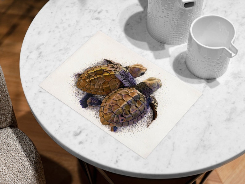 Carte postale tortue, carte amitié, carte de voeux affection, carte câlin, tortue de mer, bébé tortue image 3