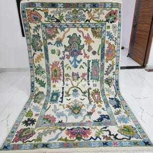 Oushak Hand knotted Rugs | 100% Wool Natural Drying Area Rug For Living Room Soft & Comfy Rug Bedroom Rug, Livingroom Rug, Kitchen Rug