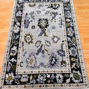 Corbon Grey Turkish Oushak Hand Knotted Rugs | Area Rug For Living Room Soft & Comfy Rug