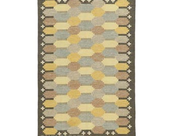 Handwoven Wool Dhurrie Rug Boho Scandinavian Flatweave Indian Rug Custom Size Large Living Room