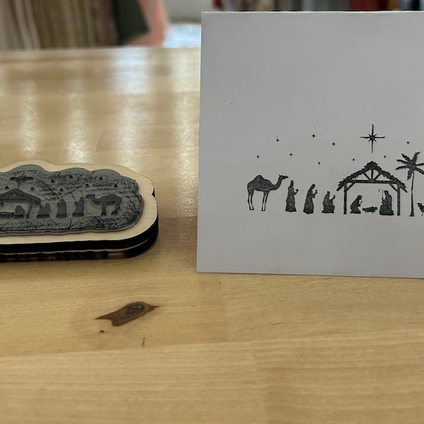 Rubber Nativity Stamp Etsy