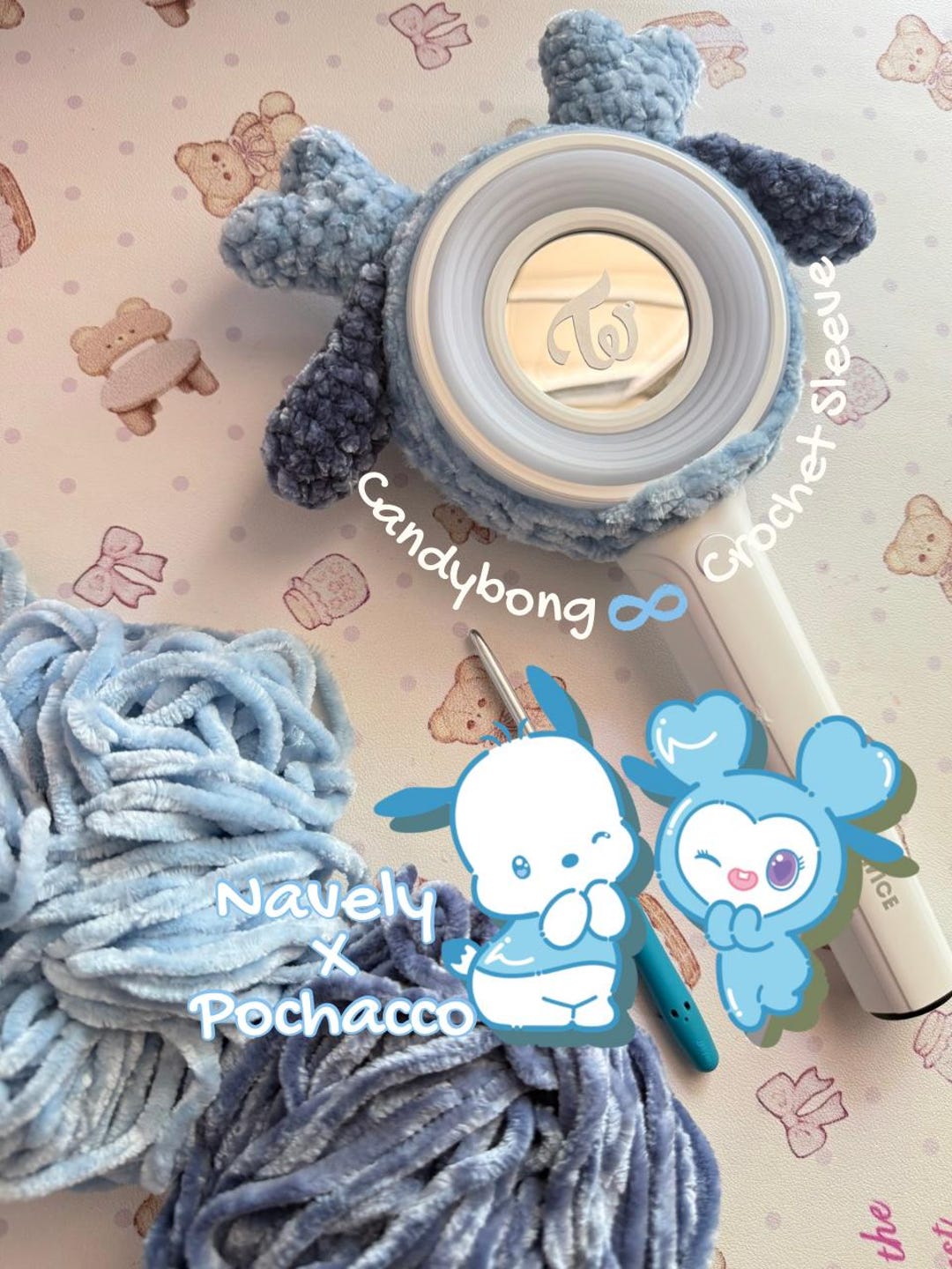 TWICECANDYBONG∞・DAVELYうちわカバー・ヘアピン3点セット Candybong Infinity Lovely & Twice X Sanrio Lovely Cover for Twice