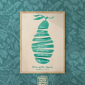 Fruit of the Spirit Wall Art / Fruits of the Spirit Prints / Bible Verse Print / Green / Galatians 5 22 / Bible Art / Scripture Art / Christ