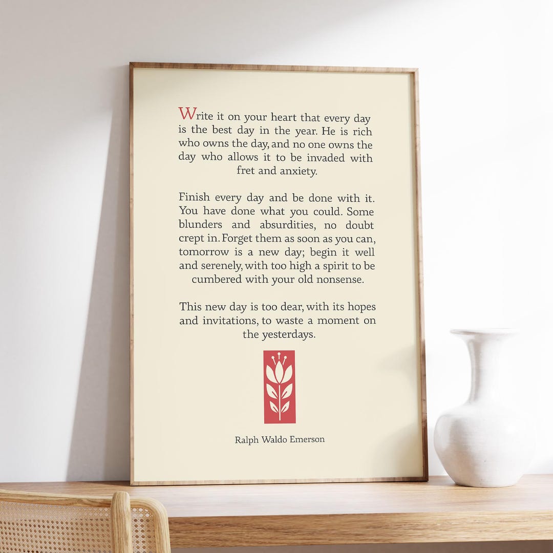 Ralph Waldo Emerson Quote, Write It on Your Heart Wall Art, Poetry ...
