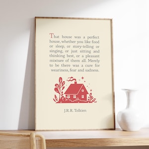 J.R.R. Tolkien Zitat Print, dieses Haus war ein perfektes Haus, Haus Eingang Dekor, Buchzitate, minimalistische moderne Geschenke, druckbare Wandkunst